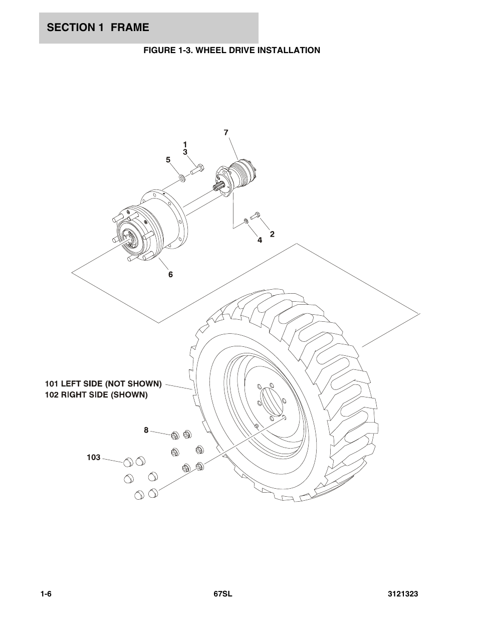 Figure 1-3. wheel drive installation | JLG 67SL Parts Manual User Manual | Page 12 / 136