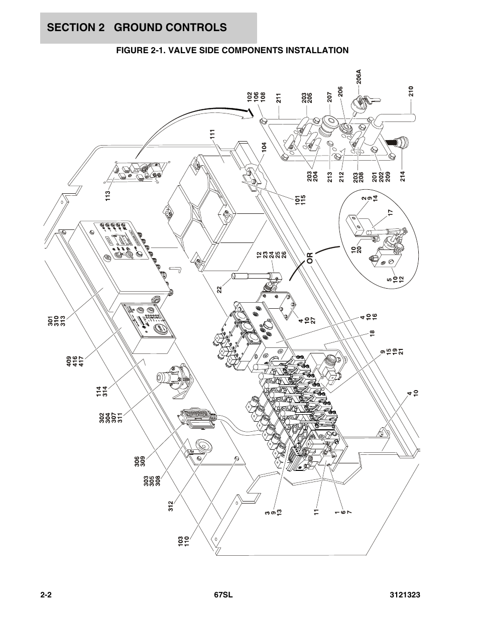 Figure 2-1. valve side components installation | JLG 67SL Parts Manual User Manual | Page 24 / 136