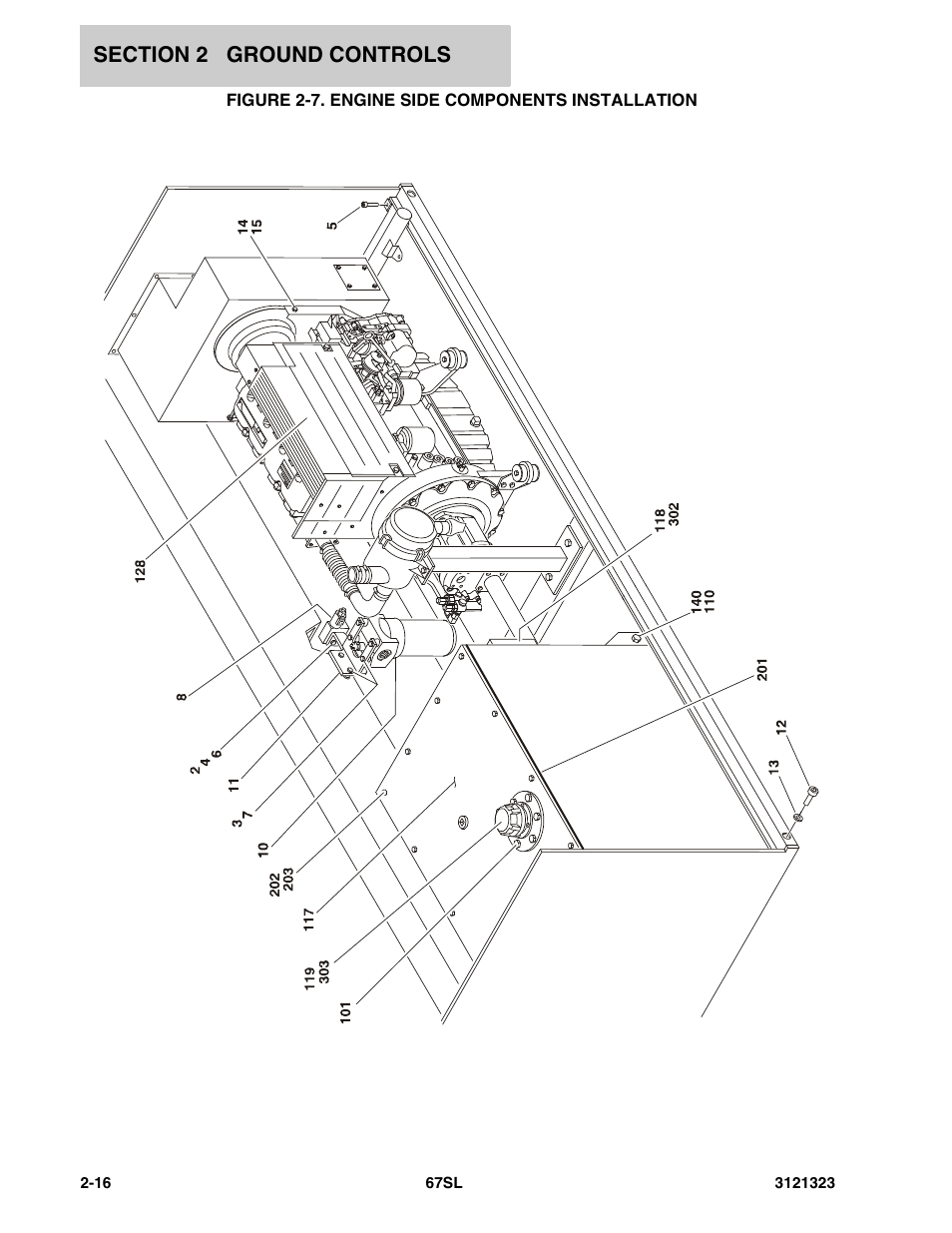 Figure 2-7. engine side components installation | JLG 67SL Parts Manual User Manual | Page 38 / 136