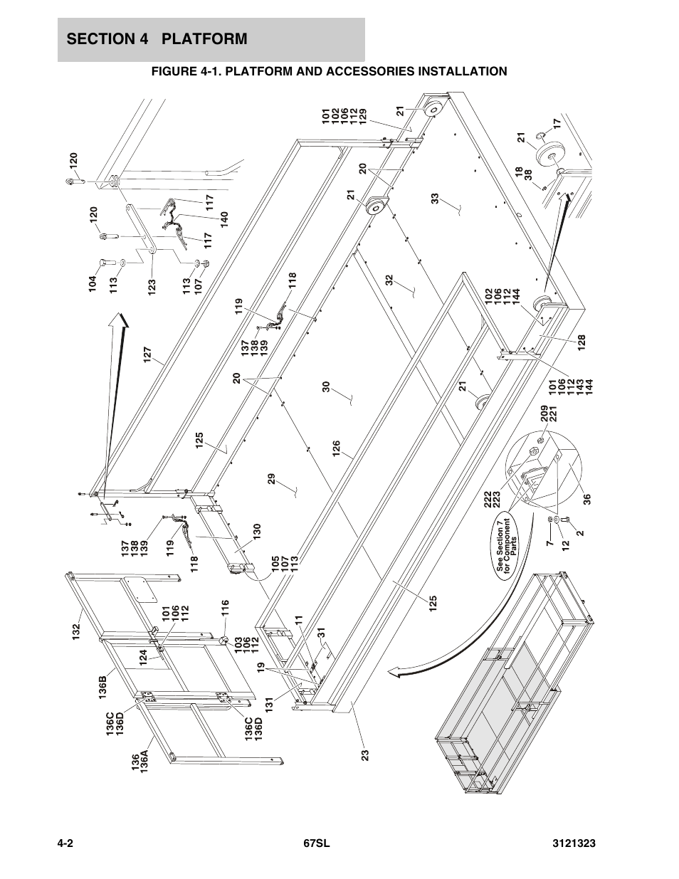 Figure 4-1. platform and accessories installation | JLG 67SL Parts Manual User Manual | Page 60 / 136