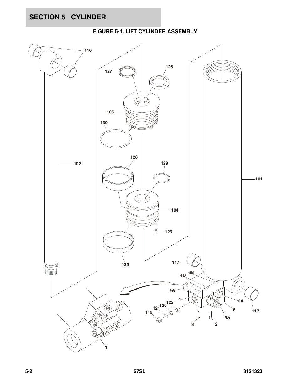 Figure 5-1. lift cylinder assembly | JLG 67SL Parts Manual User Manual | Page 74 / 136
