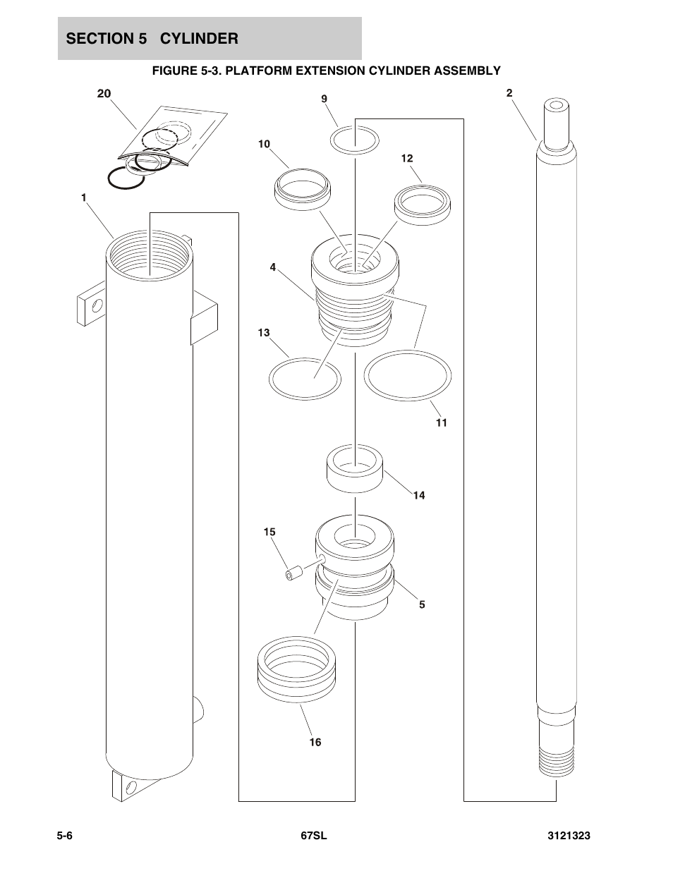 Figure 5-3. platform extension cylinder assembly | JLG 67SL Parts Manual User Manual | Page 78 / 136