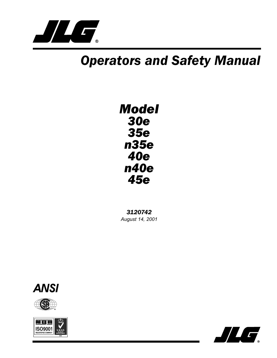 JLG 45e ANSI Operator Manual User Manual | 66 pages