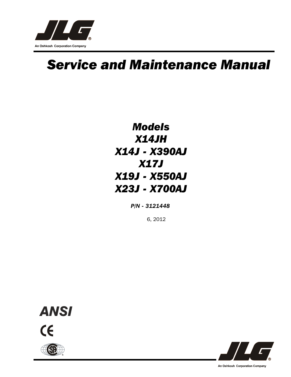 JLG X23J - X700AJ Service Manual User Manual | 633 pages