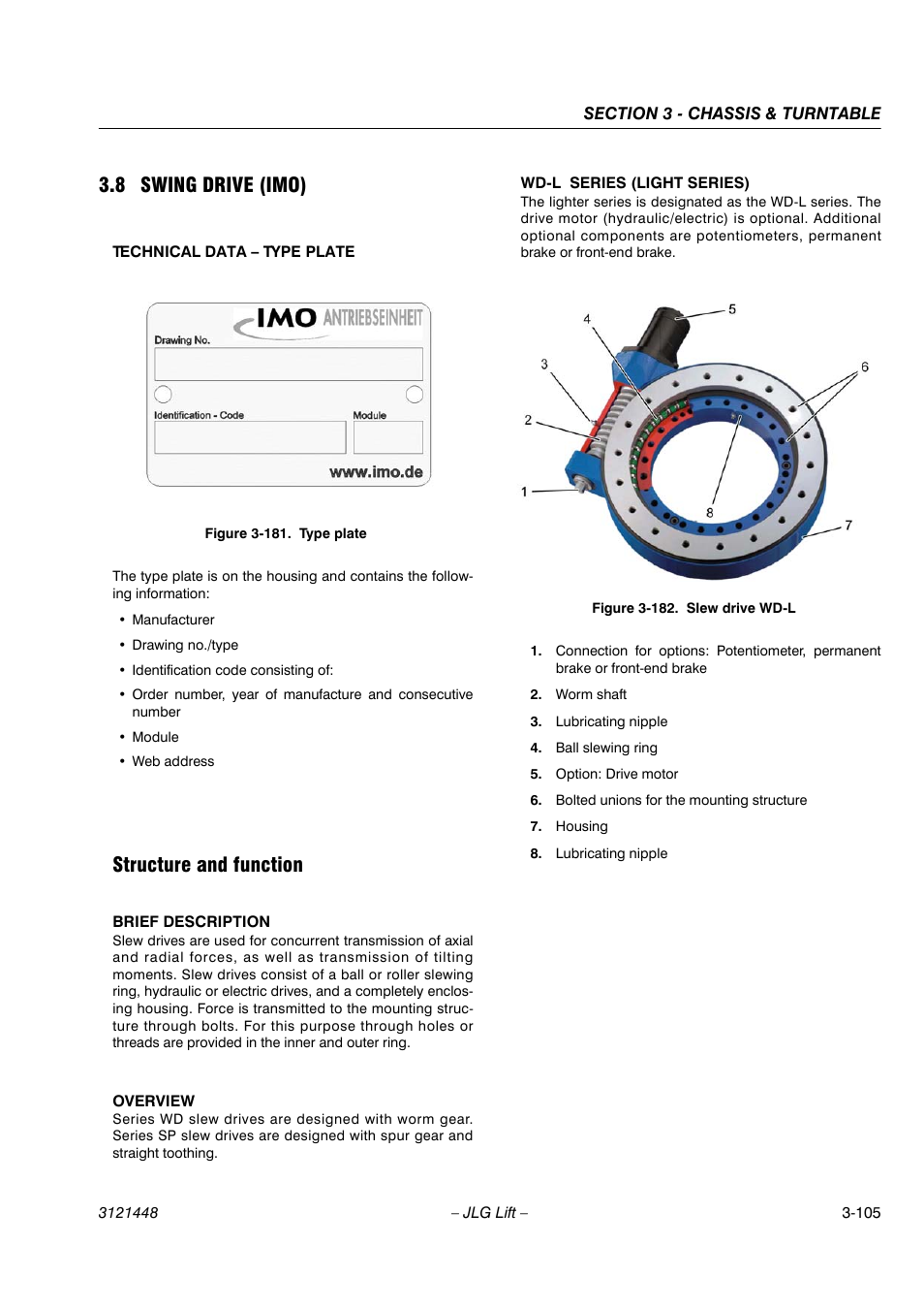 8 swing drive (imo), Structure and function | JLG X23J - X700AJ Service Manual User Manual | Page 132 / 633