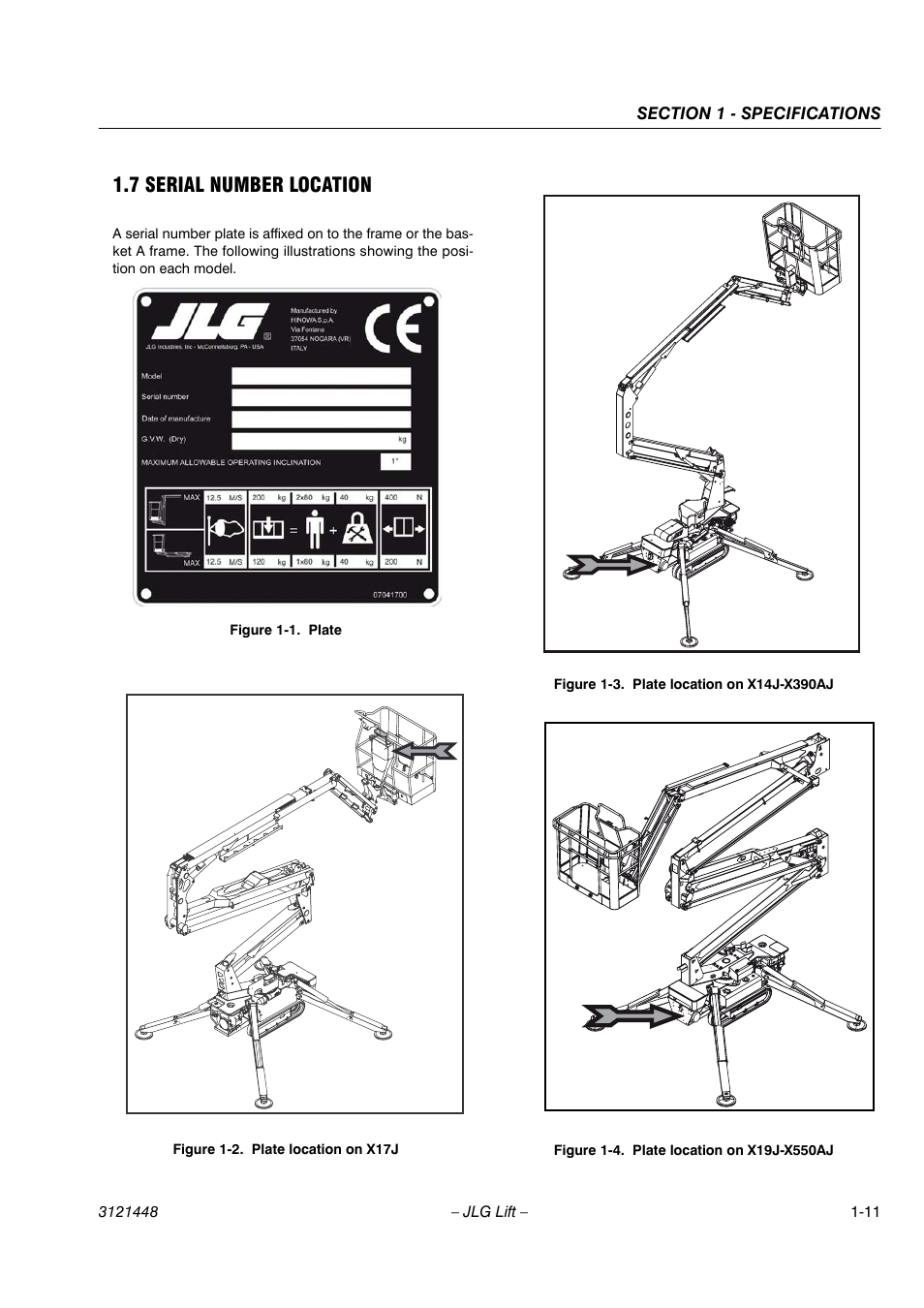 7 serial number location | JLG X23J - X700AJ Service Manual User Manual | Page 19 / 633