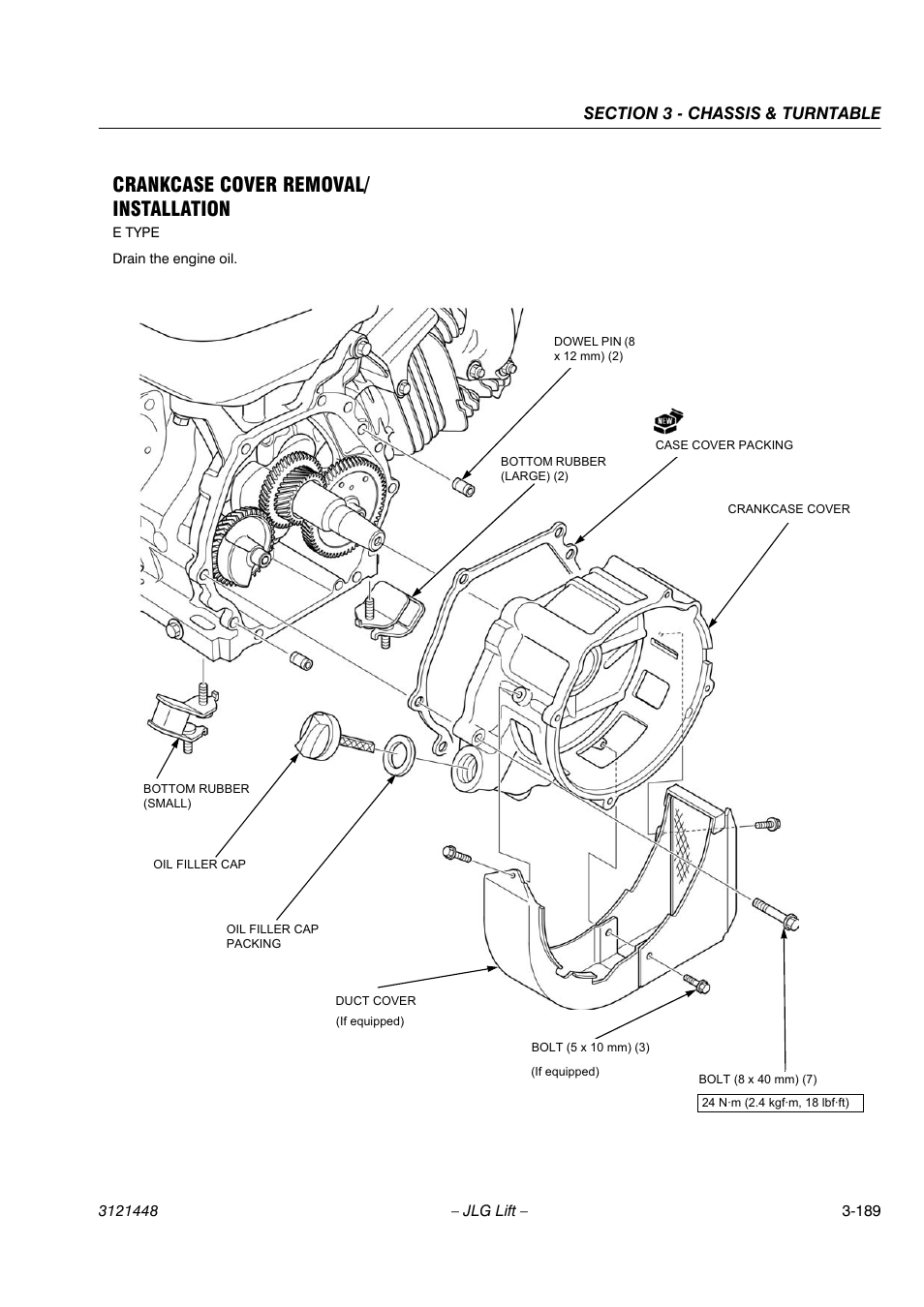 Crankcase cover removal/ installation | JLG X23J - X700AJ Service Manual User Manual | Page 216 / 633