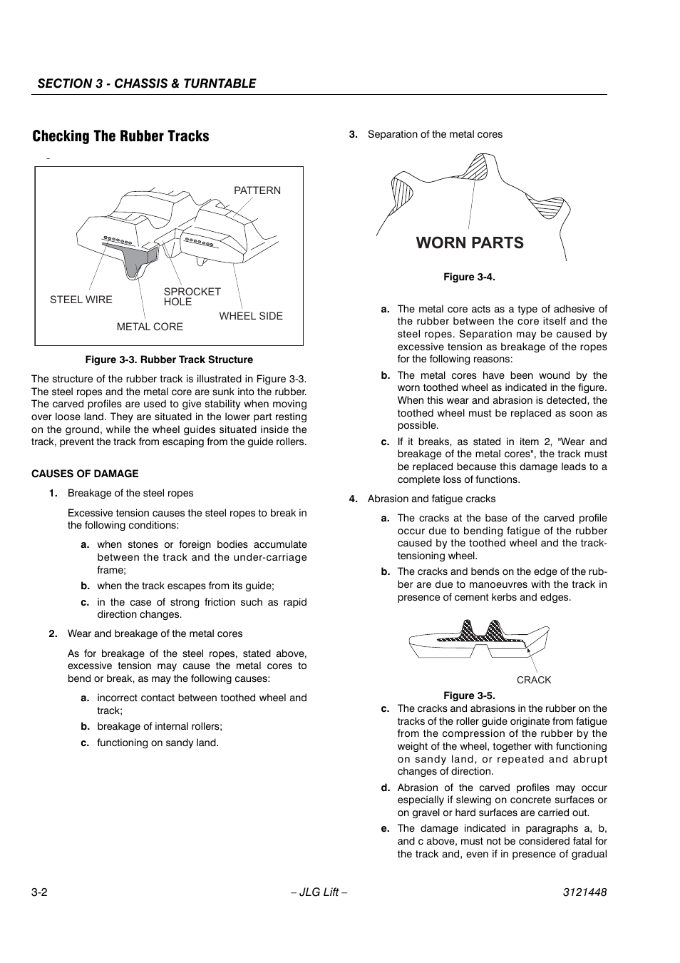 Worn parts, Checking the rubber tracks | JLG X23J - X700AJ Service Manual User Manual | Page 29 / 633