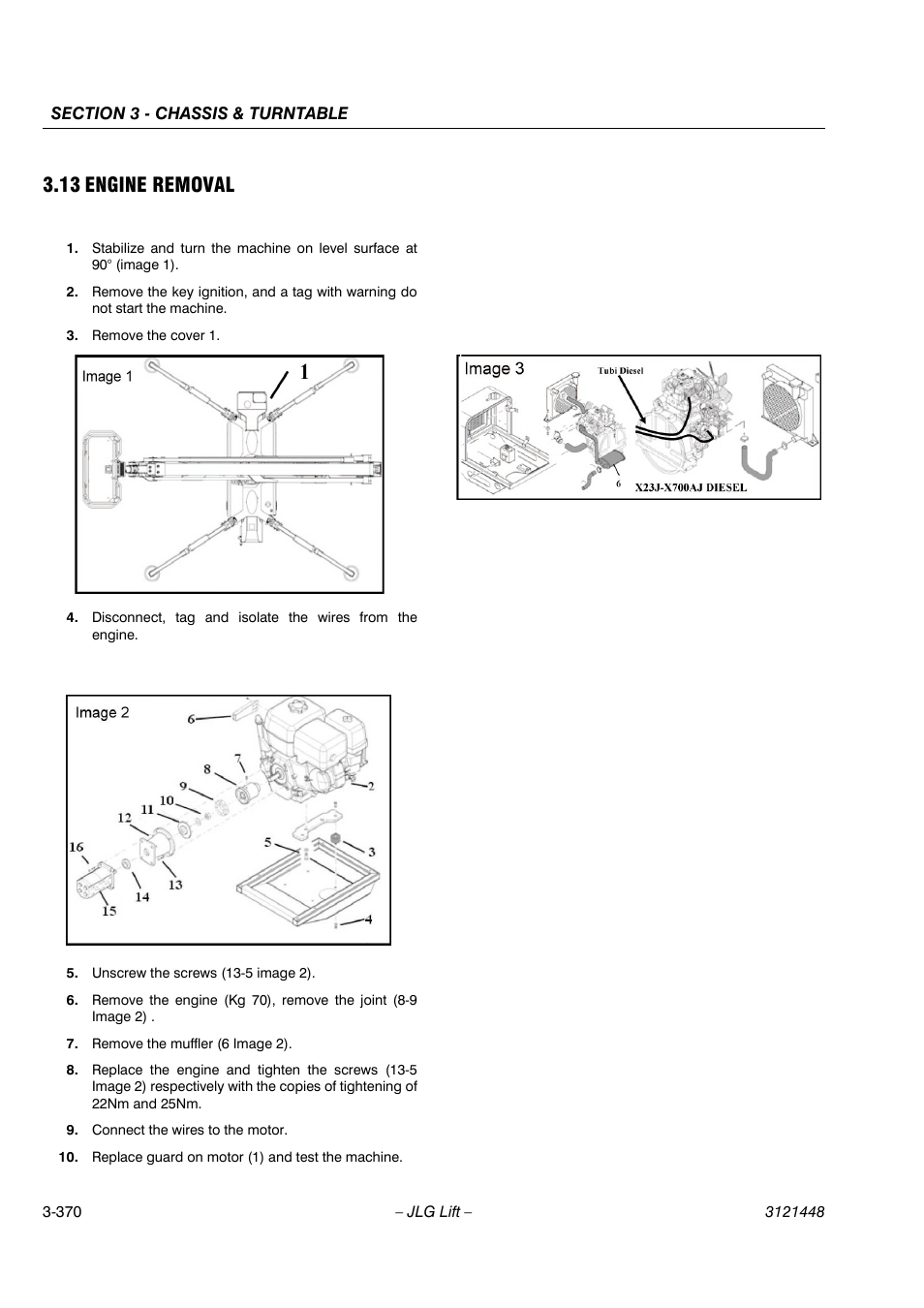 13 engine removal | JLG X23J - X700AJ Service Manual User Manual | Page 397 / 633