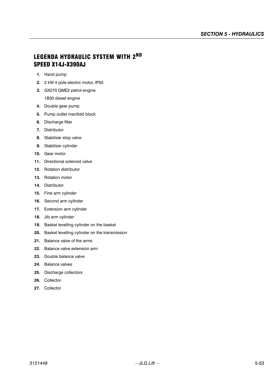 Legenda hydraulic system with 2 | JLG X23J - X700AJ Service Manual User Manual | Page 479 / 633