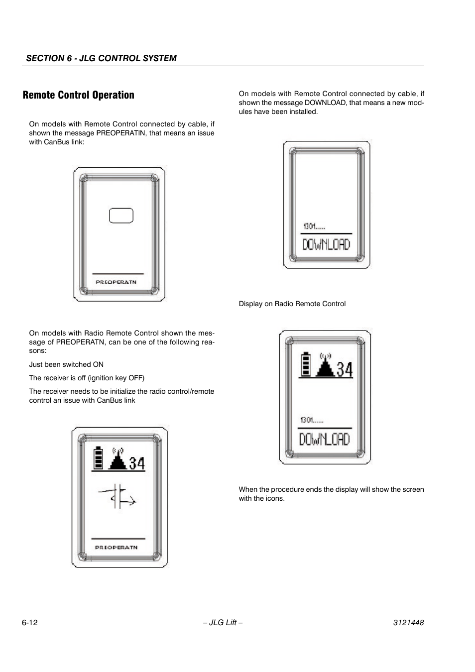 Remote control operation | JLG X23J - X700AJ Service Manual User Manual | Page 501 / 633