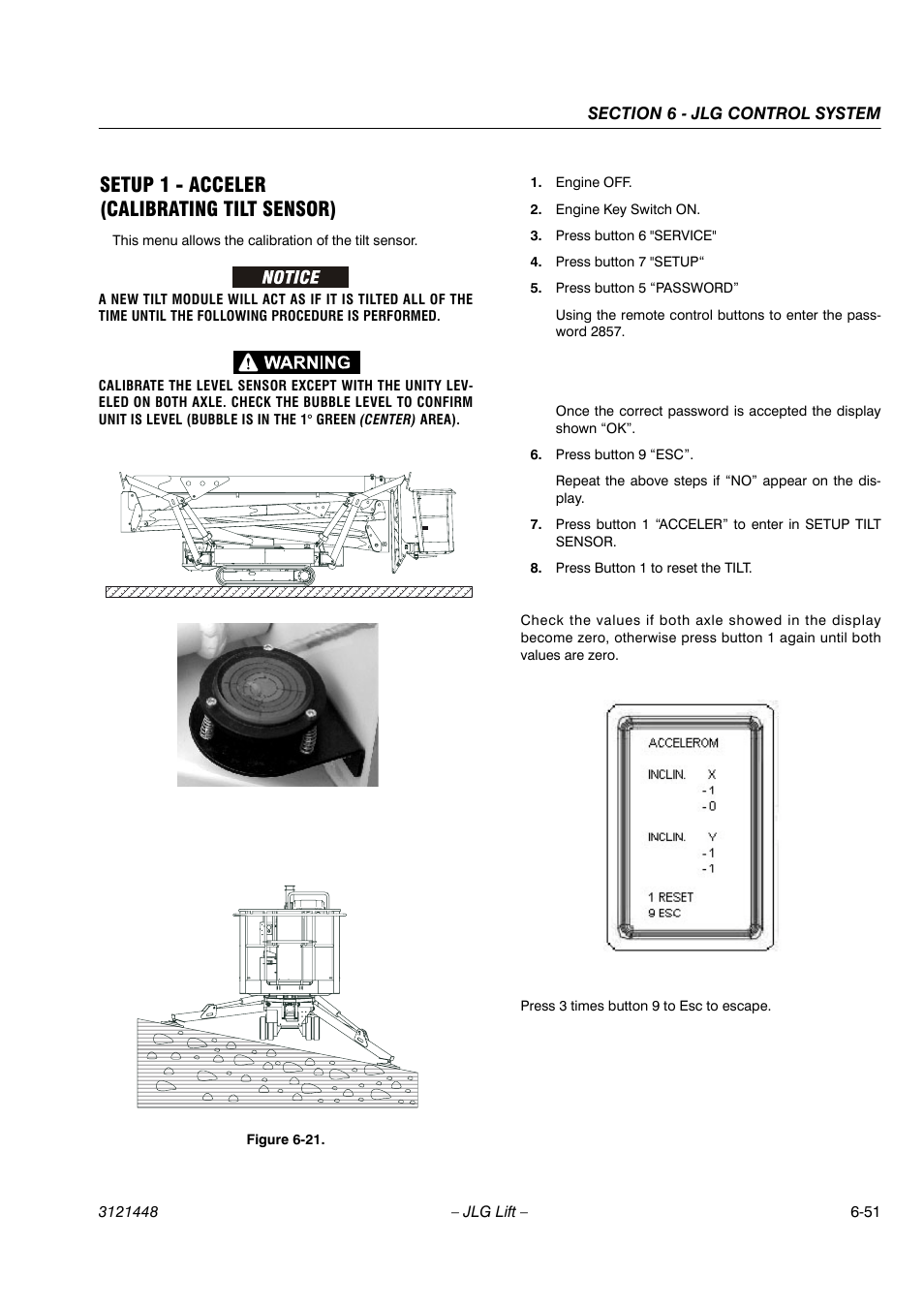 Setup 1 - acceler (calibrating tilt sensor) | JLG X23J - X700AJ Service Manual User Manual | Page 540 / 633