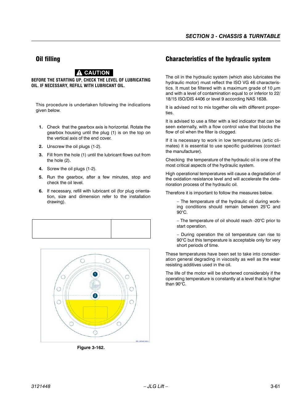 Oil filling, Characteristics of the hydraulic system | JLG X23J - X700AJ Service Manual User Manual | Page 88 / 633