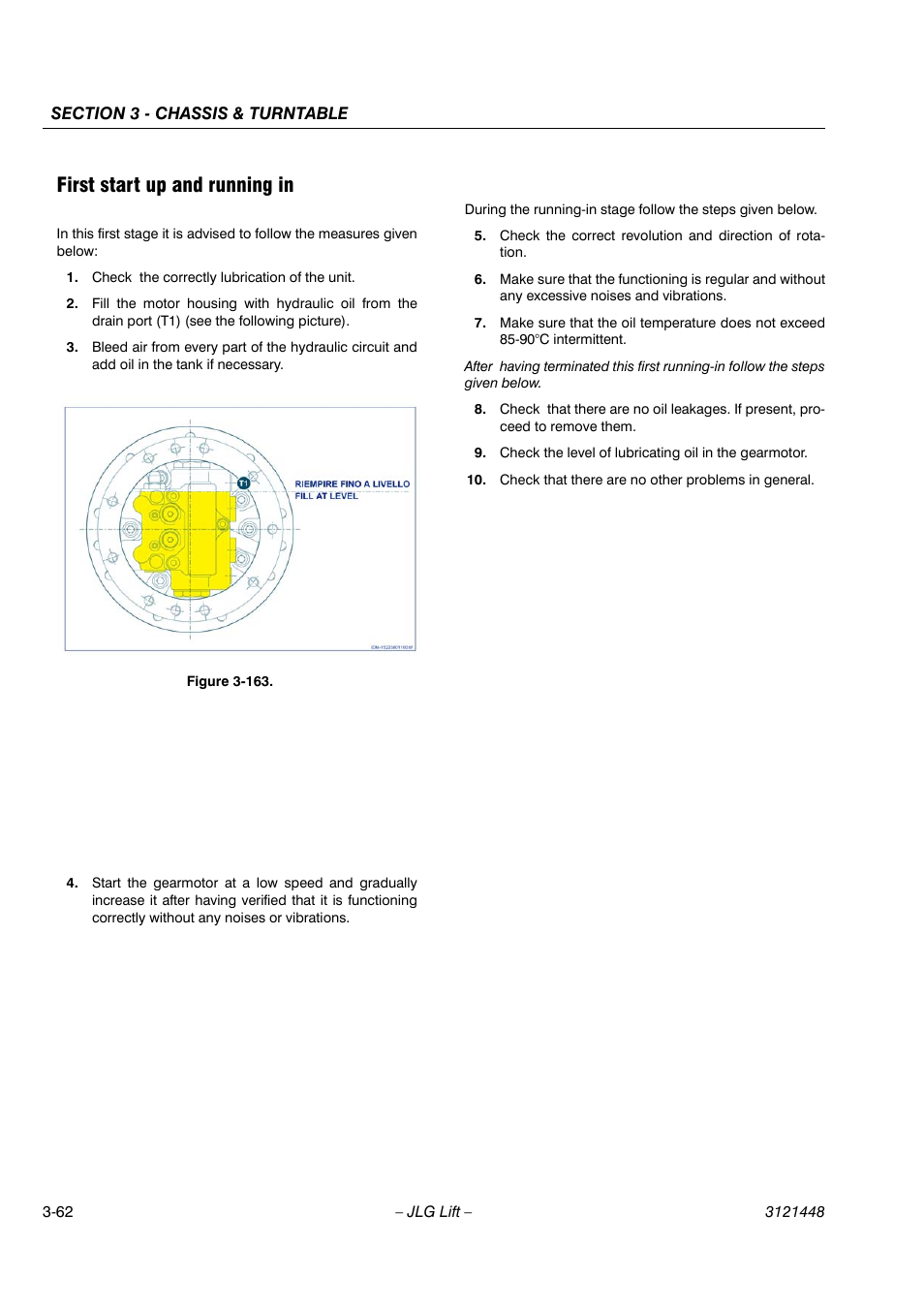 First start up and running in | JLG X23J - X700AJ Service Manual User Manual | Page 89 / 633