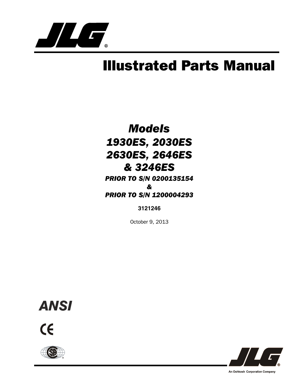 JLG 3246ES Parts Manual User Manual | 168 pages