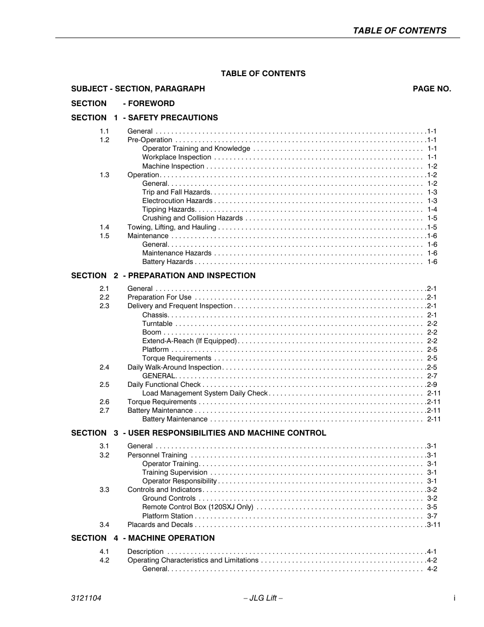 JLG 120-SXJ ANSI Operator Manual User Manual | Page 7 / 80