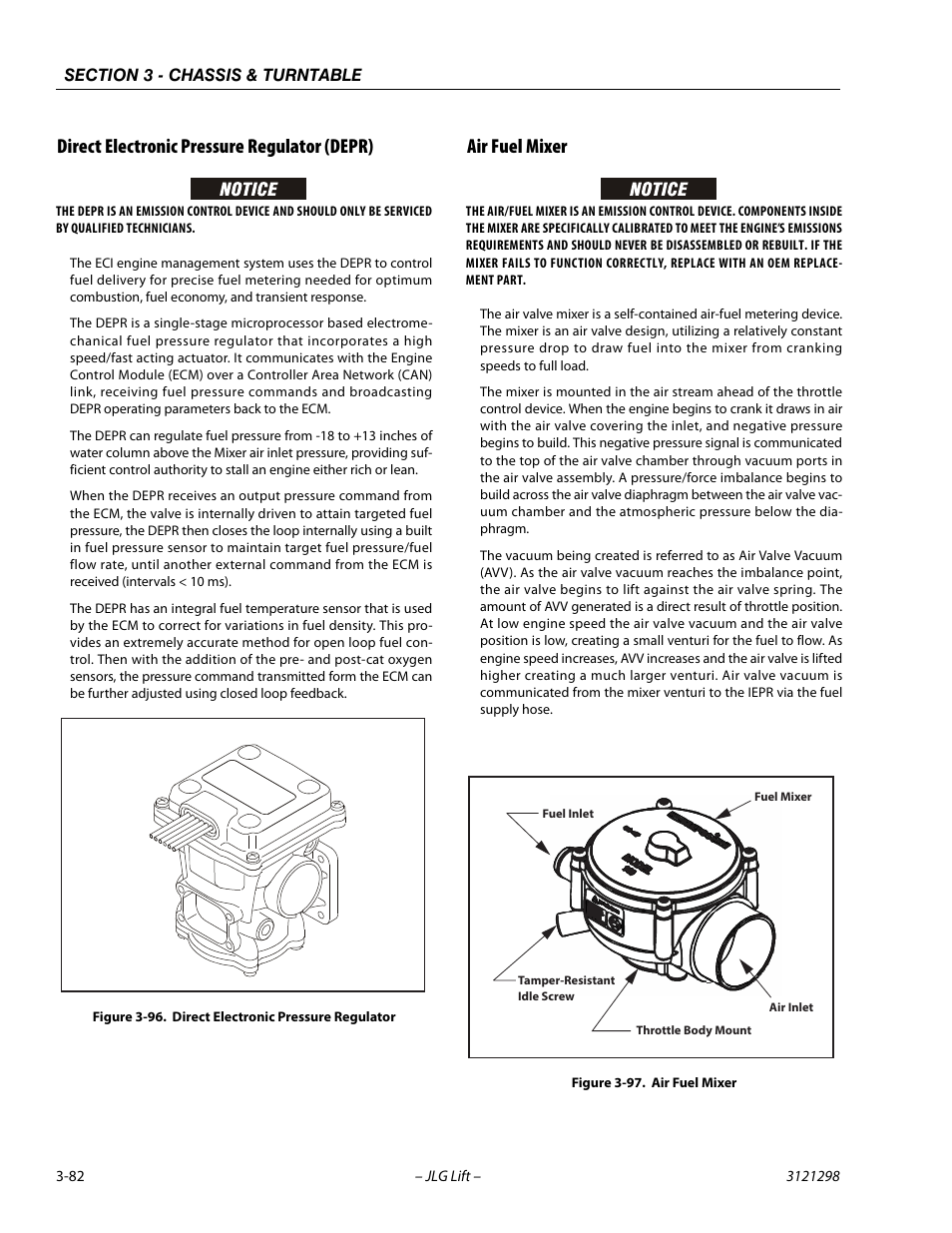 Direct electronic pressure regulator (depr), Air fuel mixer, Direct electronic pressure regulator -82 | Air fuel mixer -82 | JLG 660SJ Service Manual User Manual | Page 126 / 328