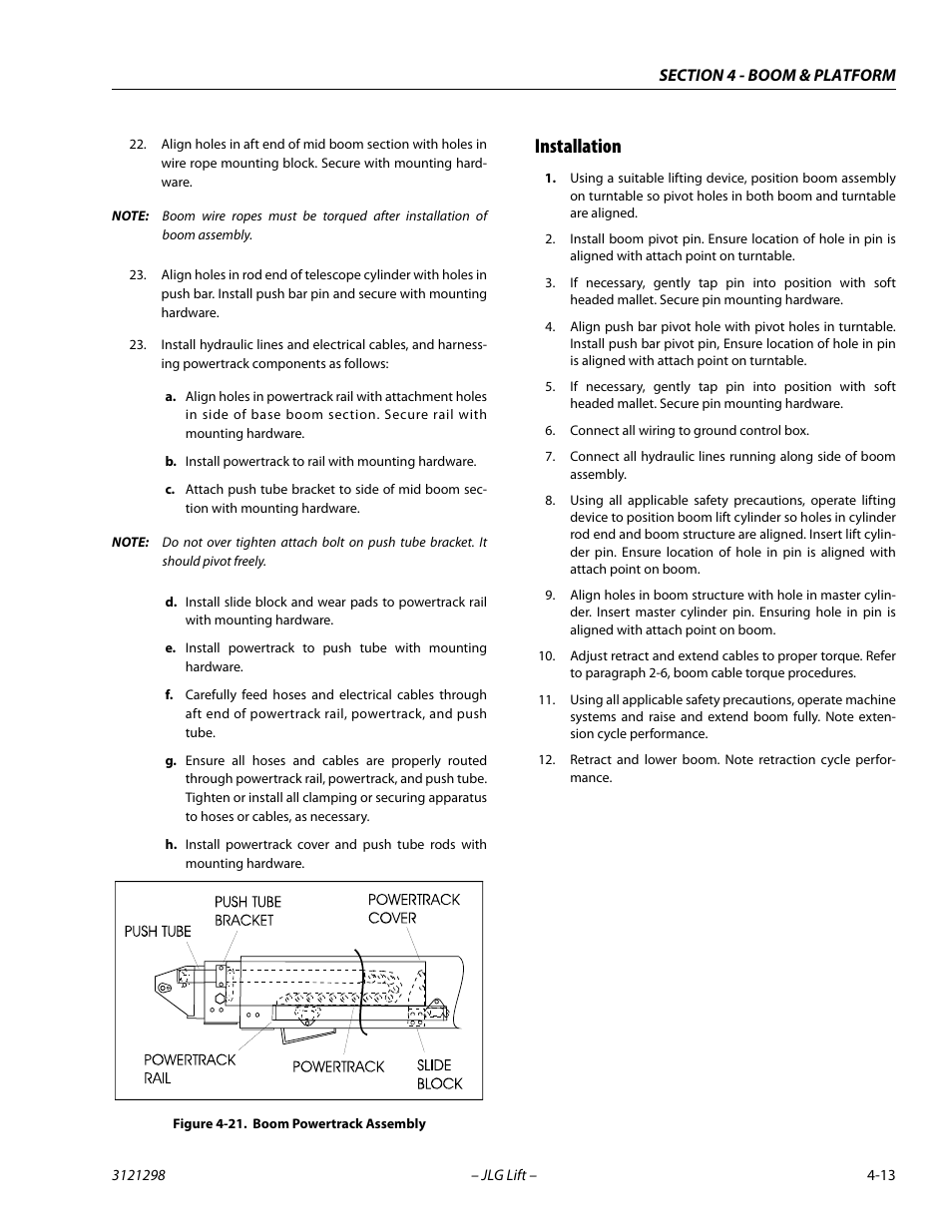 Installation, Installation -13, Boom powertrack assembly -13 | JLG 660SJ Service Manual User Manual | Page 161 / 328