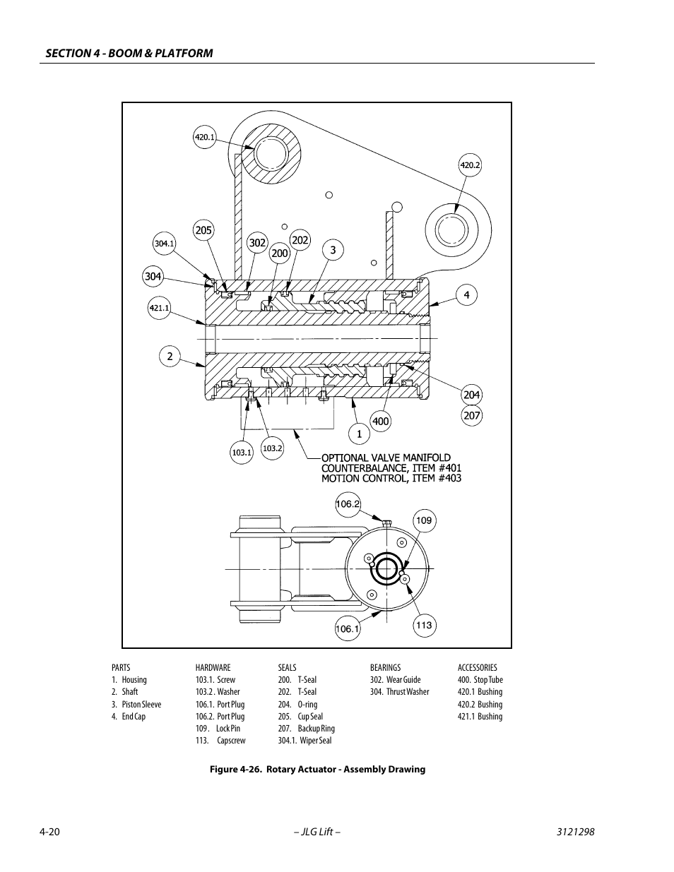 Rotary actuator - assembly drawing -20 | JLG 660SJ Service Manual User Manual | Page 168 / 328