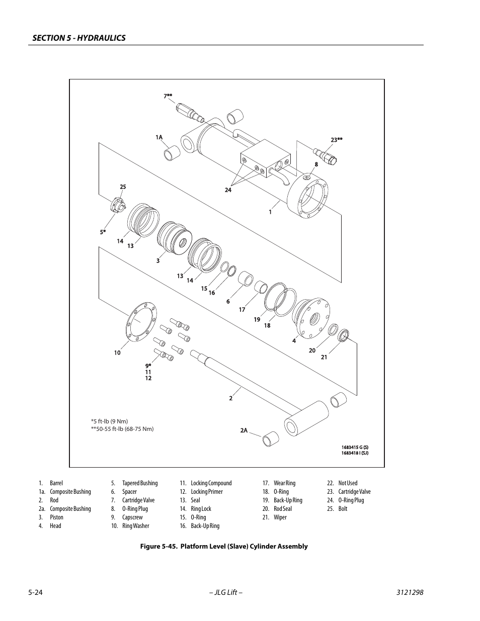 Platform level (slave) cylinder assembly -24 | JLG 660SJ Service Manual User Manual | Page 214 / 328