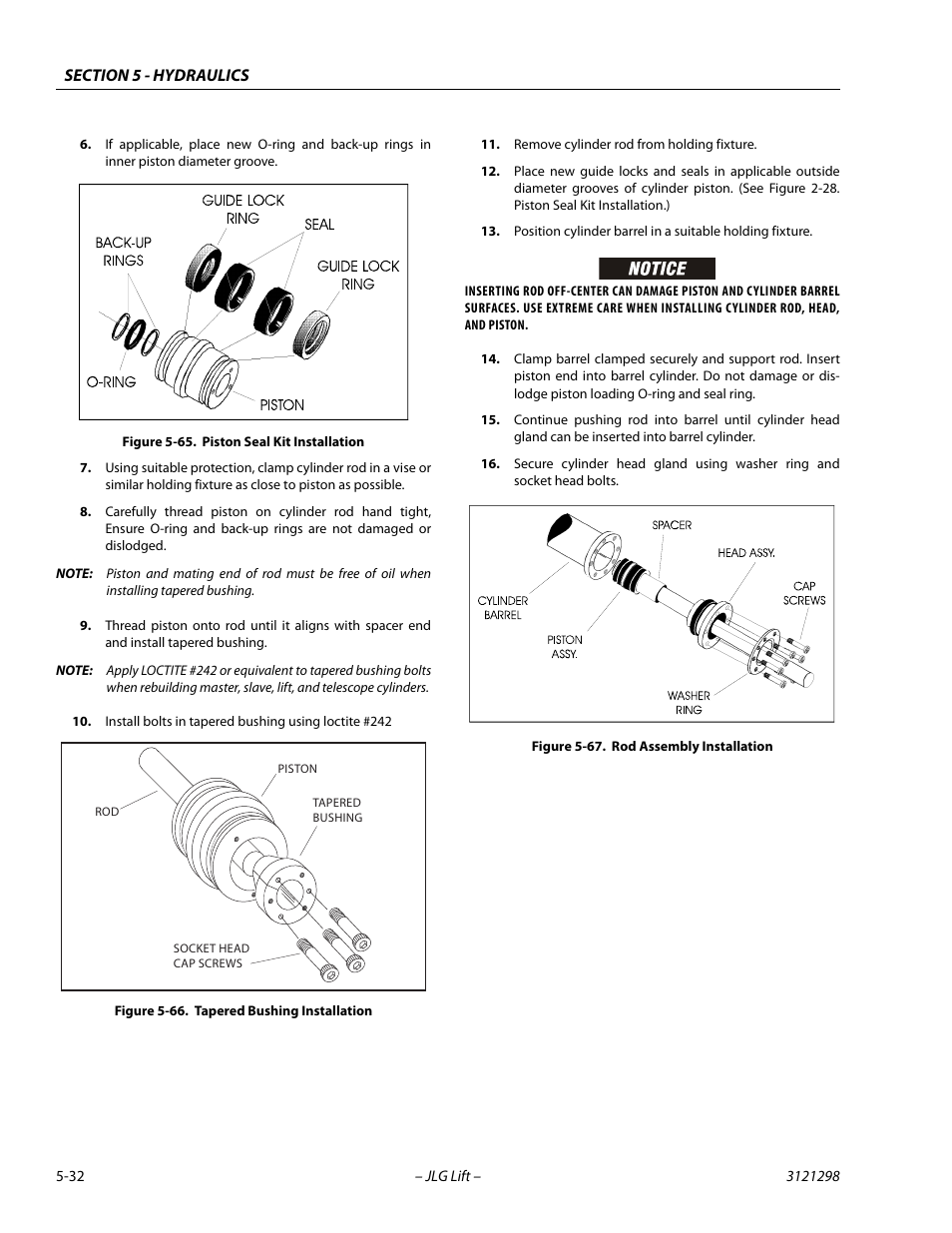 Piston seal kit installation -32, Tapered bushing installation -32, Rod assembly installation -32 | JLG 660SJ Service Manual User Manual | Page 222 / 328