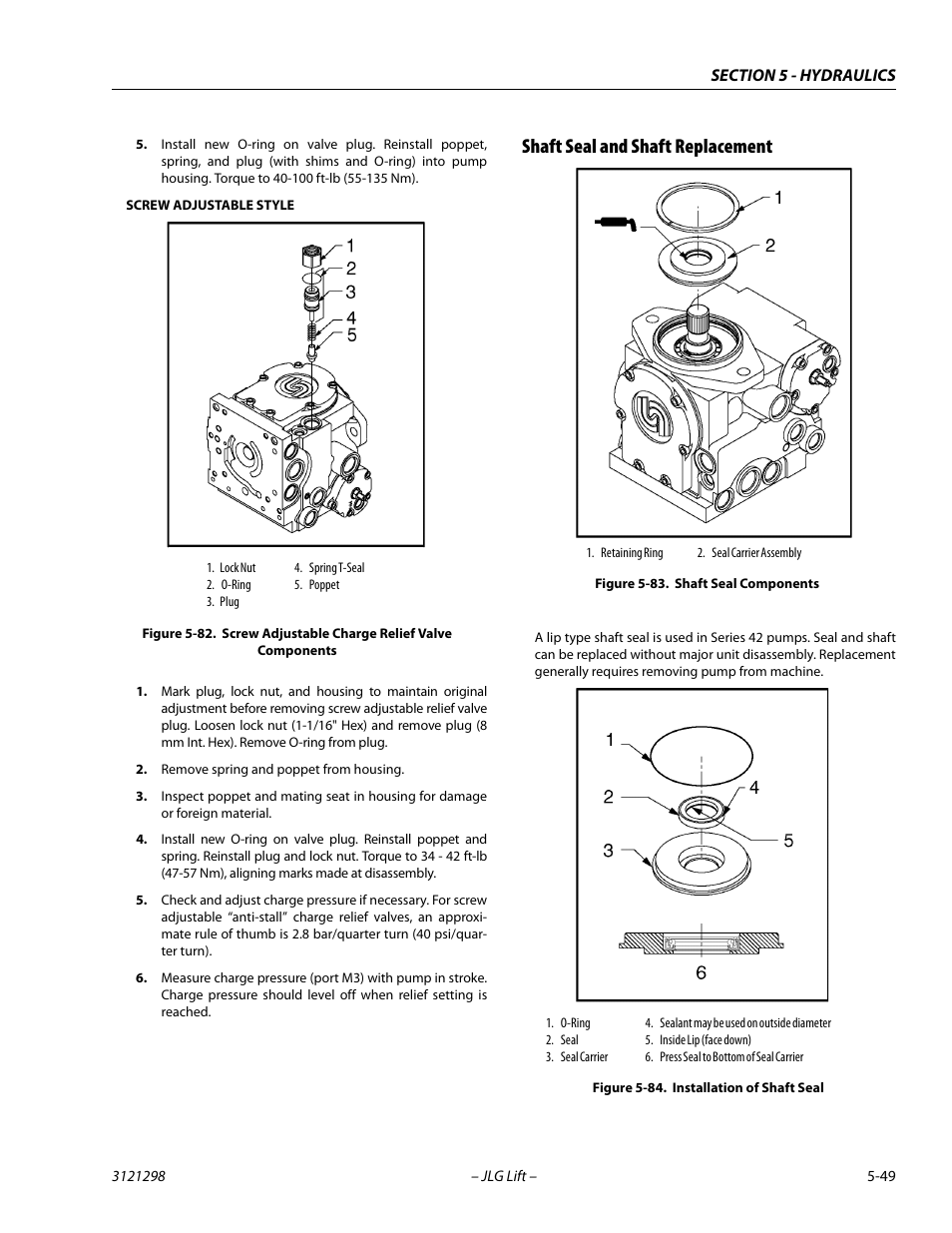 Shaft seal and shaft replacement, Shaft seal and shaft replacement -49, Shaft seal components -49 | Installation of shaft seal -49 | JLG 660SJ Service Manual User Manual | Page 239 / 328