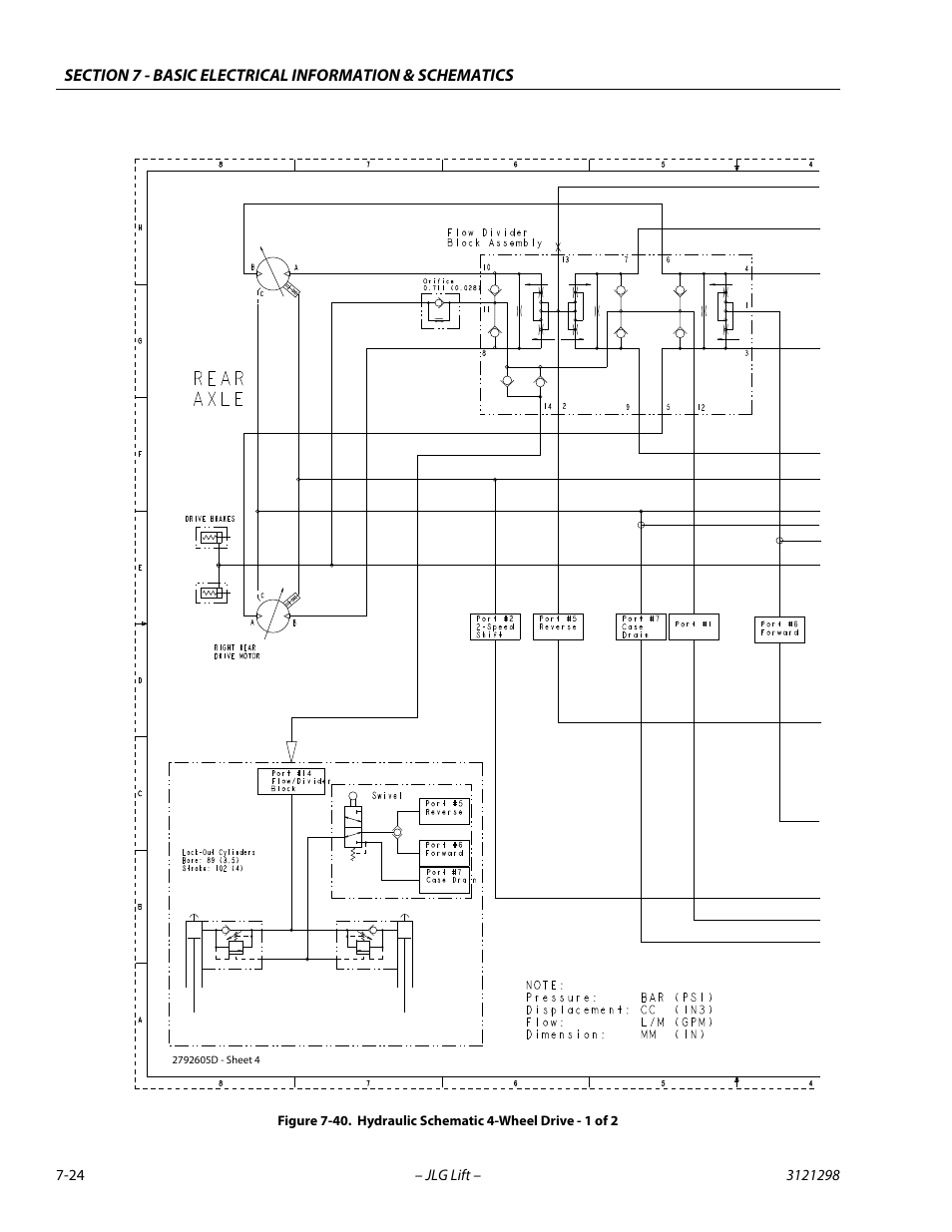 Hydraulic schematic 4-wheel drive - 1 of 2 -24 | JLG 660SJ Service Manual User Manual | Page 324 / 328