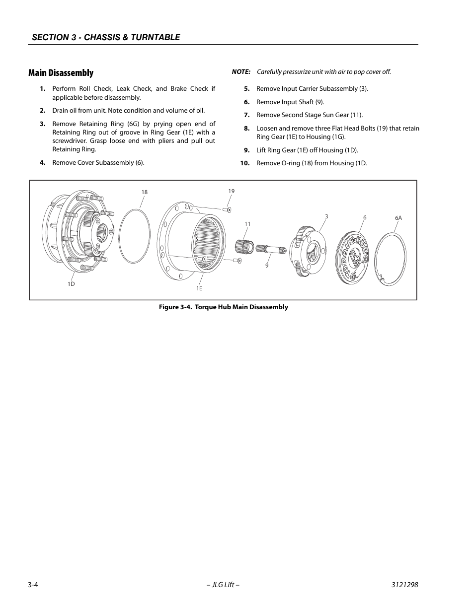 Main disassembly, Main disassembly -4, Torque hub main disassembly -4 | JLG 660SJ Service Manual User Manual | Page 48 / 328