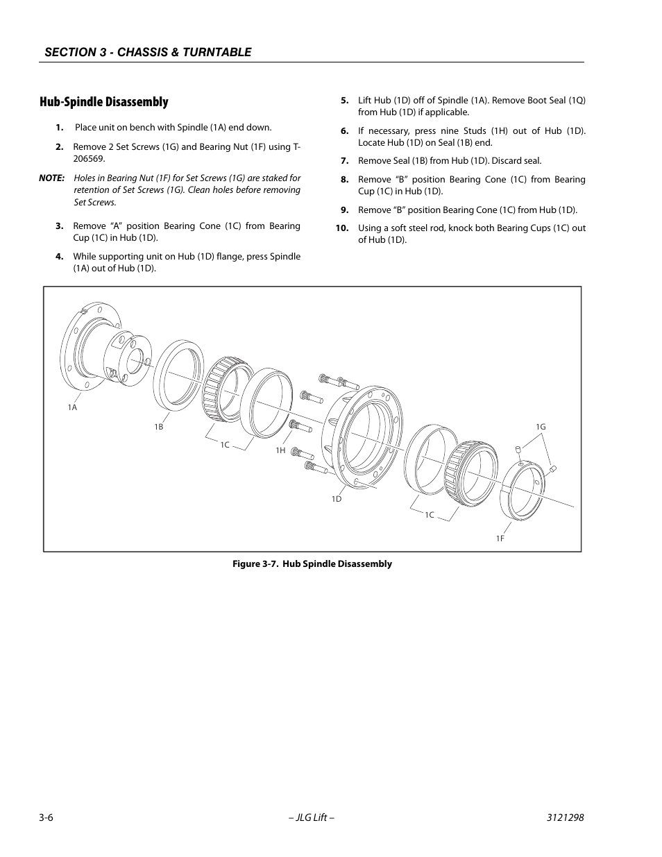 Hub-spindle disassembly, Hub-spindle disassembly -6, Hub spindle disassembly -6 | JLG 660SJ Service Manual User Manual | Page 50 / 328