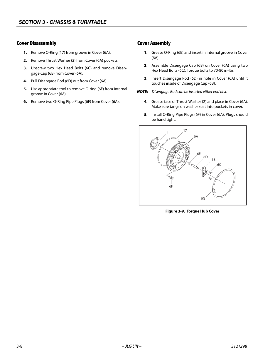 Cover disassembly, Cover assembly, Cover disassembly -8 cover assembly -8 | Torque hub cover -8 | JLG 660SJ Service Manual User Manual | Page 52 / 328