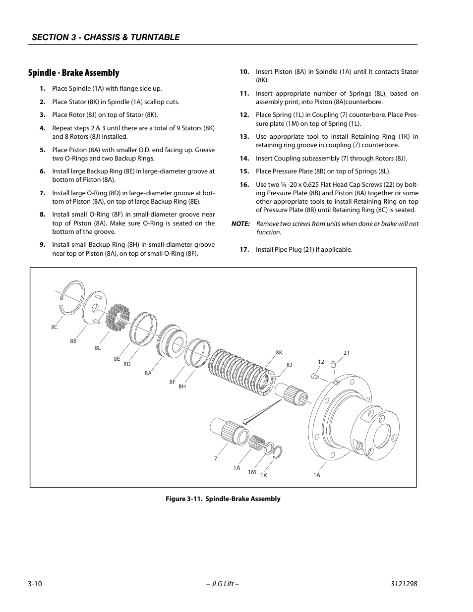 Spindle - brake assembly, Spindle - brake assembly -10, Spindle-brake assembly -10 | JLG 660SJ Service Manual User Manual | Page 54 / 328