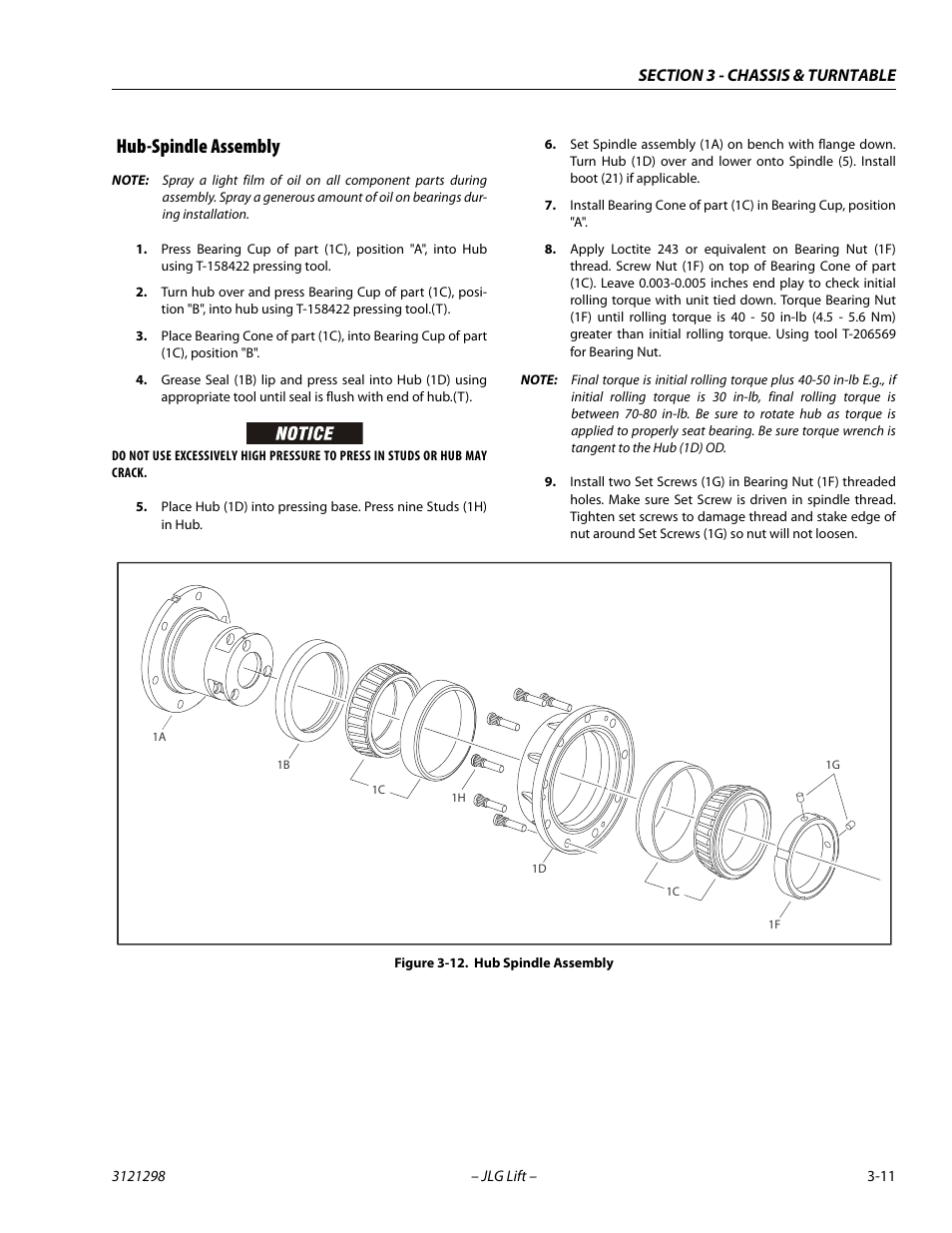 Hub-spindle assembly, Hub-spindle assembly -11, Hub spindle assembly -11 | JLG 660SJ Service Manual User Manual | Page 55 / 328