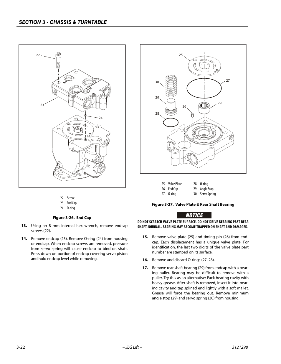 End cap -22, Valve plate & rear shaft bearing -22 | JLG 660SJ Service Manual User Manual | Page 66 / 328