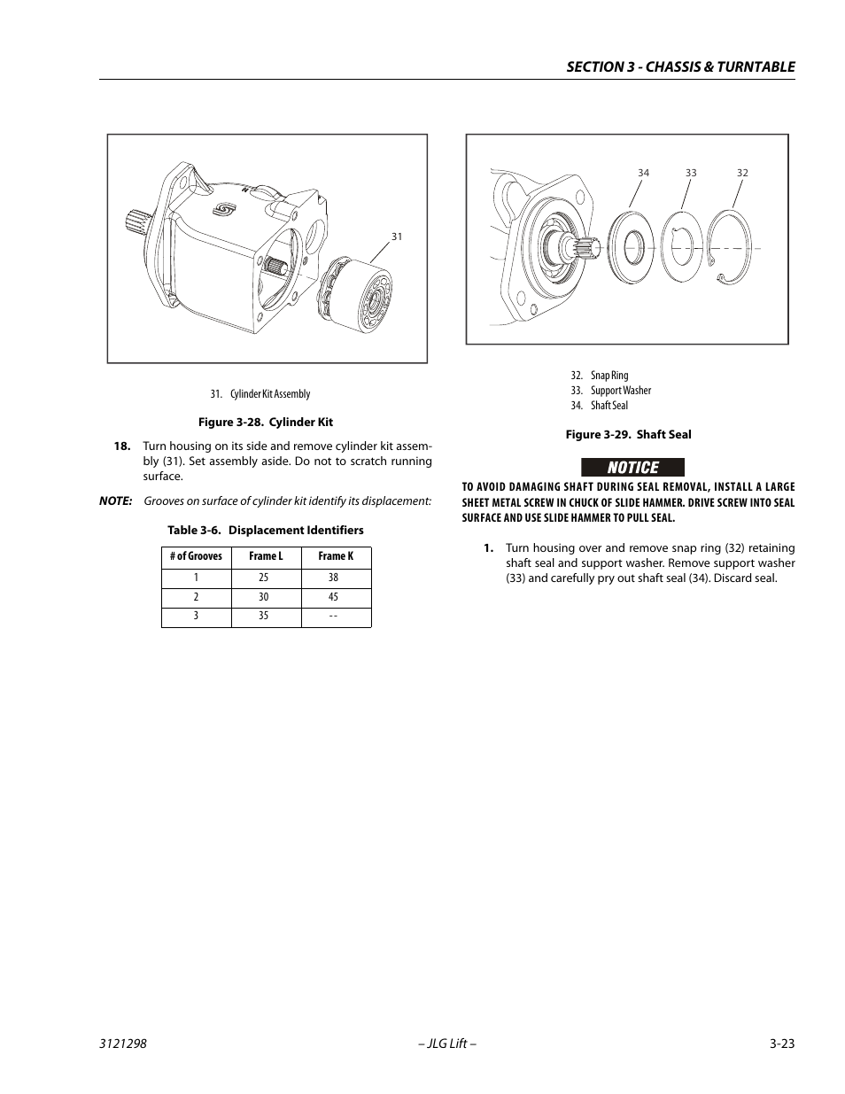 Cylinder kit -23, Shaft seal -23, Displacement identifiers -23 | JLG 660SJ Service Manual User Manual | Page 67 / 328