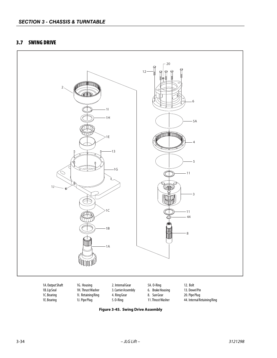 7 swing drive, Swing drive -34, Swing drive assembly -34 | JLG 660SJ Service Manual User Manual | Page 78 / 328