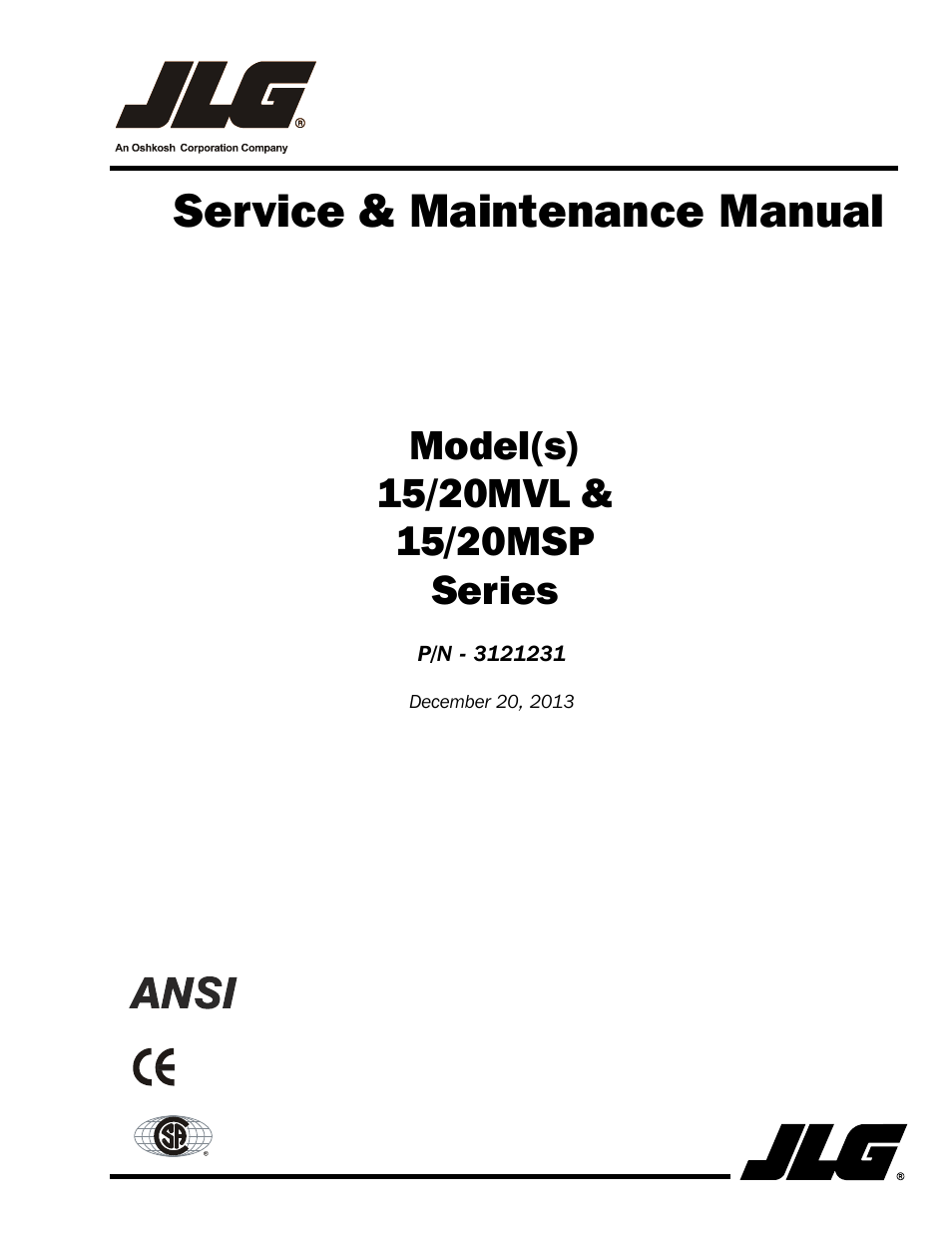 JLG 15/20MSP Service Manual User Manual | 174 pages