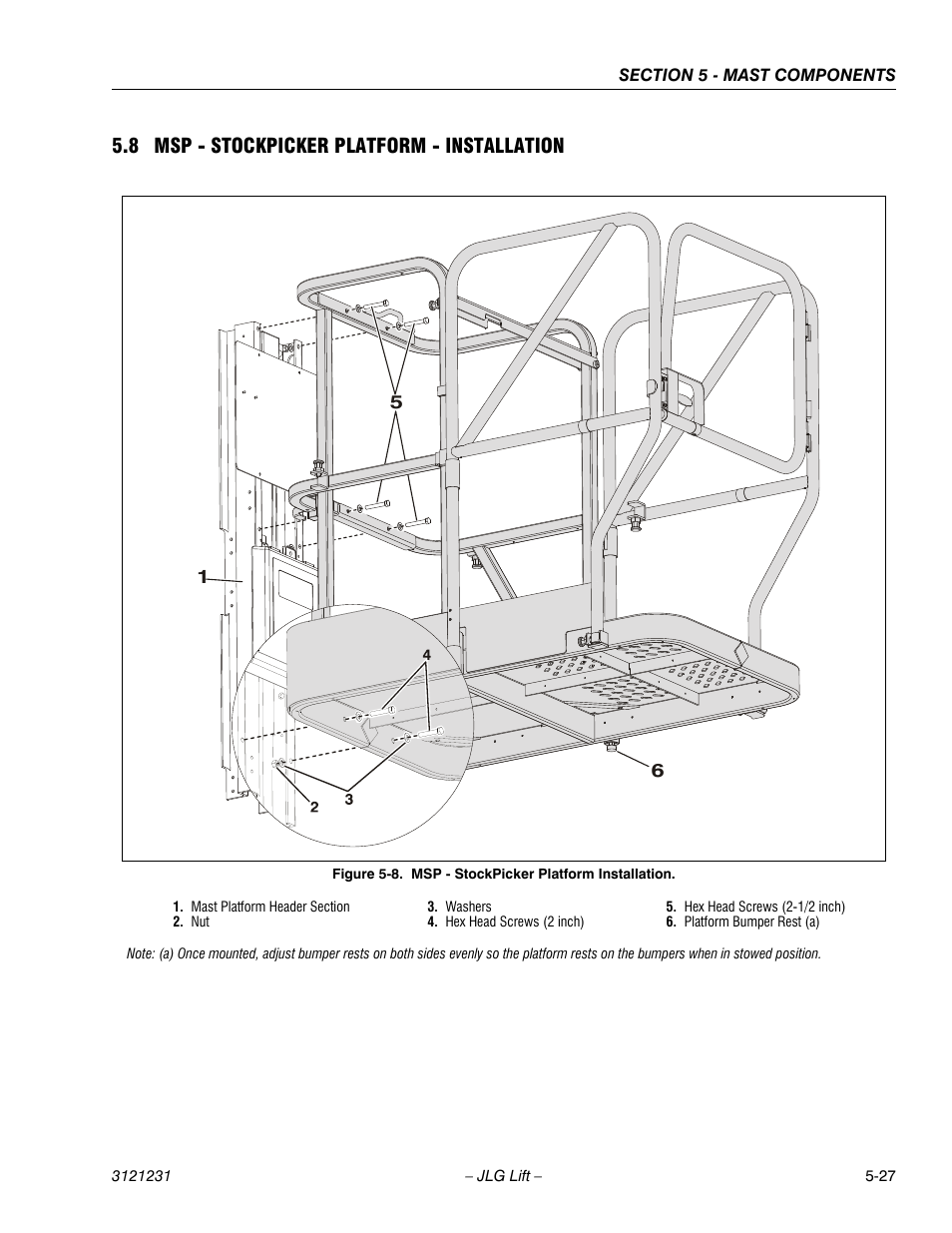 8 msp - stockpicker platform - installation, 8 msp - stockpicker platform - installation -27, Msp - stockpicker platform installation -27 | JLG 15/20MSP Service Manual User Manual | Page 117 / 174