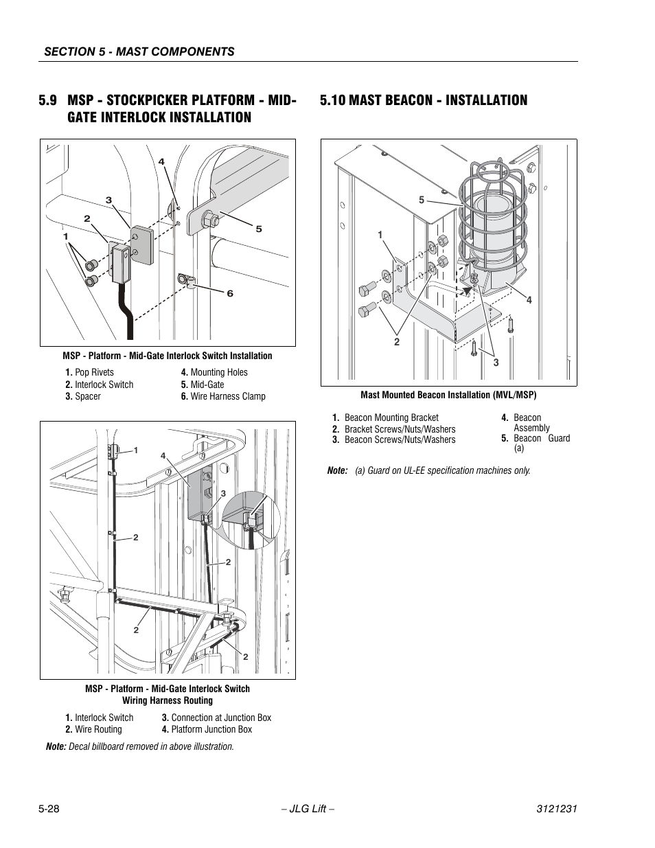 10 mast beacon - installation | JLG 15/20MSP Service Manual User Manual | Page 118 / 174