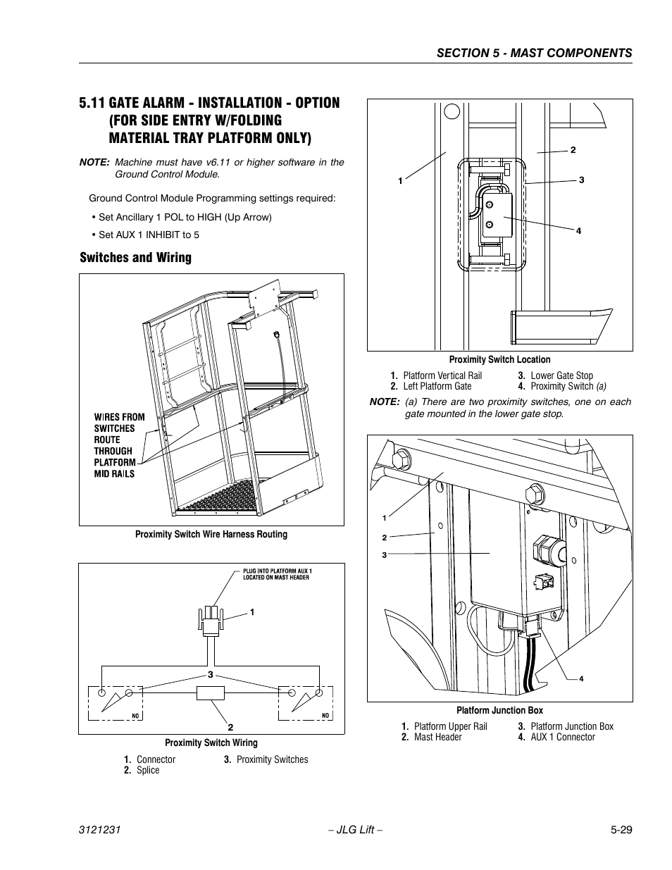 Switches and wiring, Material tray platform only) -29, Switches and wiring -29 | JLG 15/20MSP Service Manual User Manual | Page 119 / 174