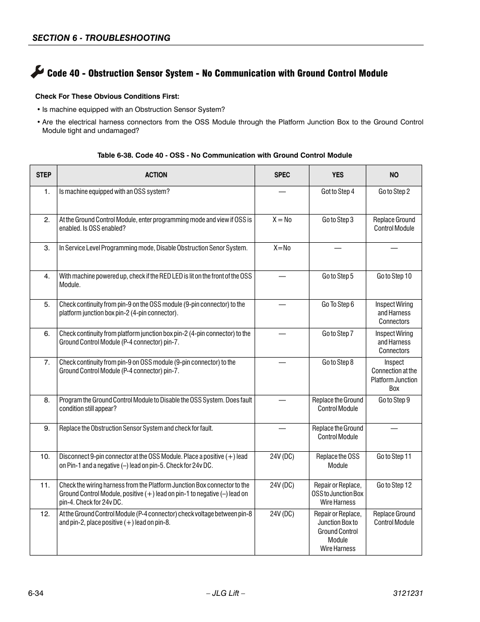 See table 6-38, Ge 6-34 | JLG 15/20MSP Service Manual User Manual | Page 154 / 174