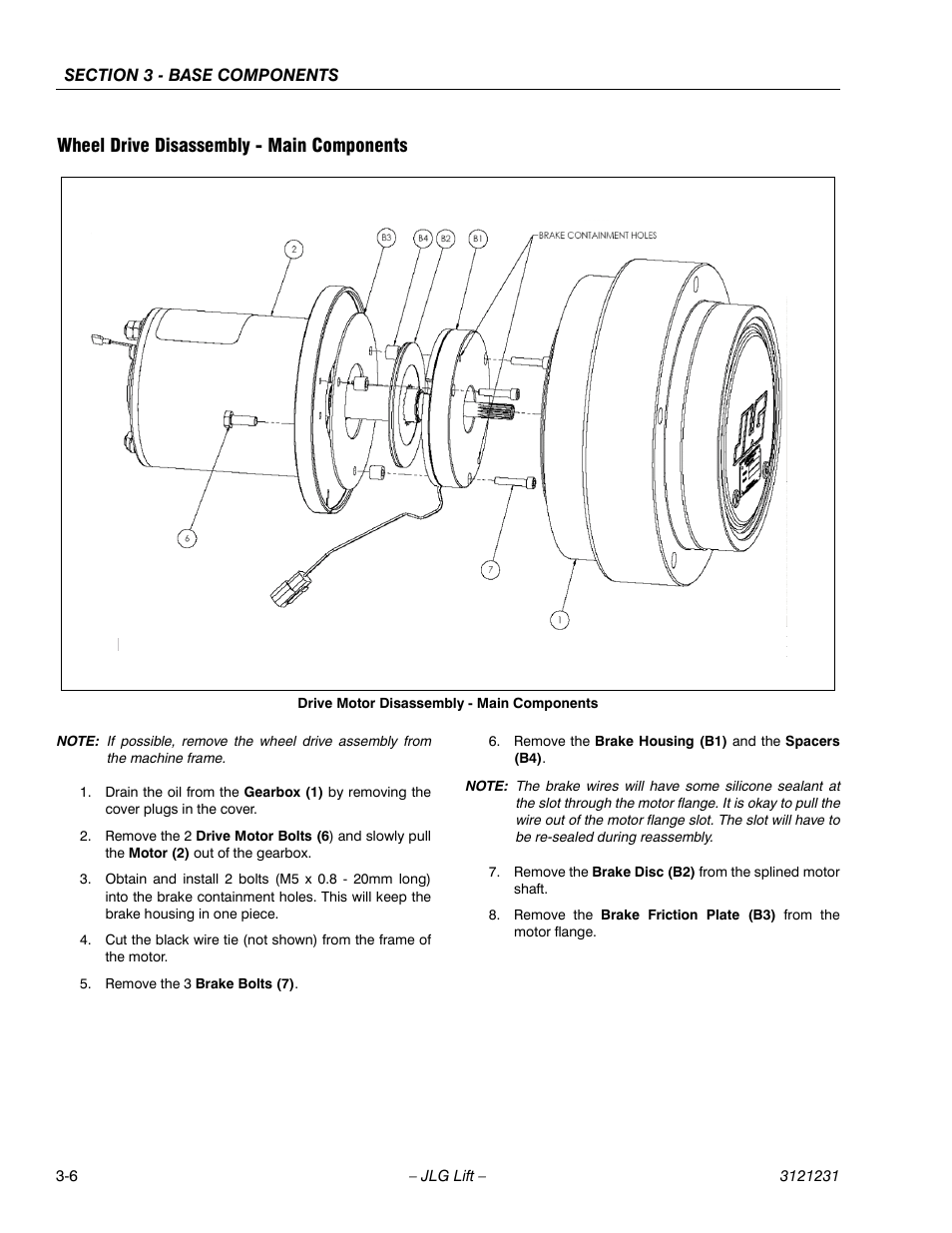 Wheel drive disassembly - main components, Wheel drive disassembly - main components -6 | JLG 15/20MSP Service Manual User Manual | Page 40 / 174