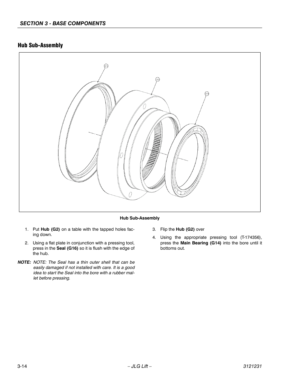Hub sub-assembly, Hub sub-assembly -14 | JLG 15/20MSP Service Manual User Manual | Page 48 / 174