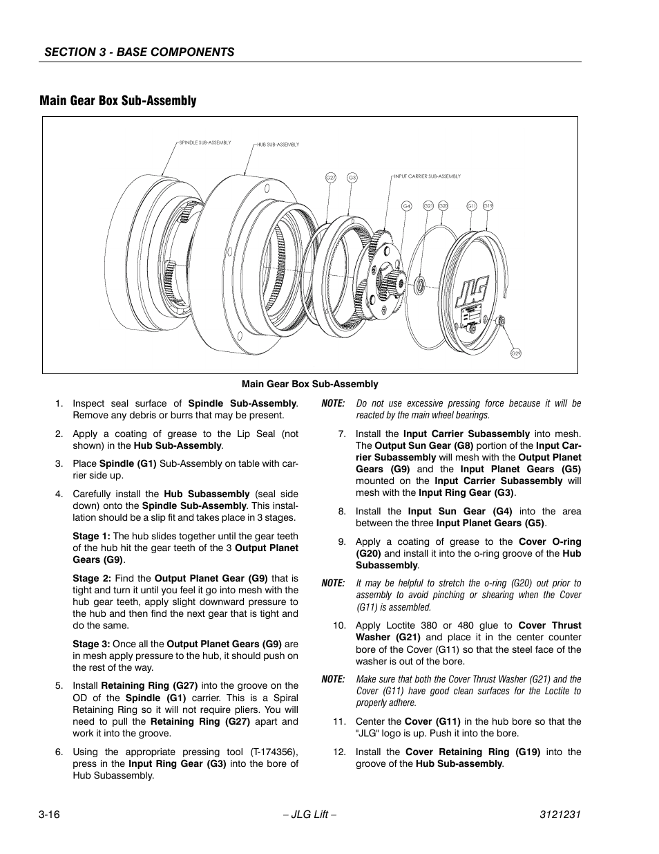 Main gear box sub-assembly, Main gear box sub-assembly -16 | JLG 15/20MSP Service Manual User Manual | Page 50 / 174