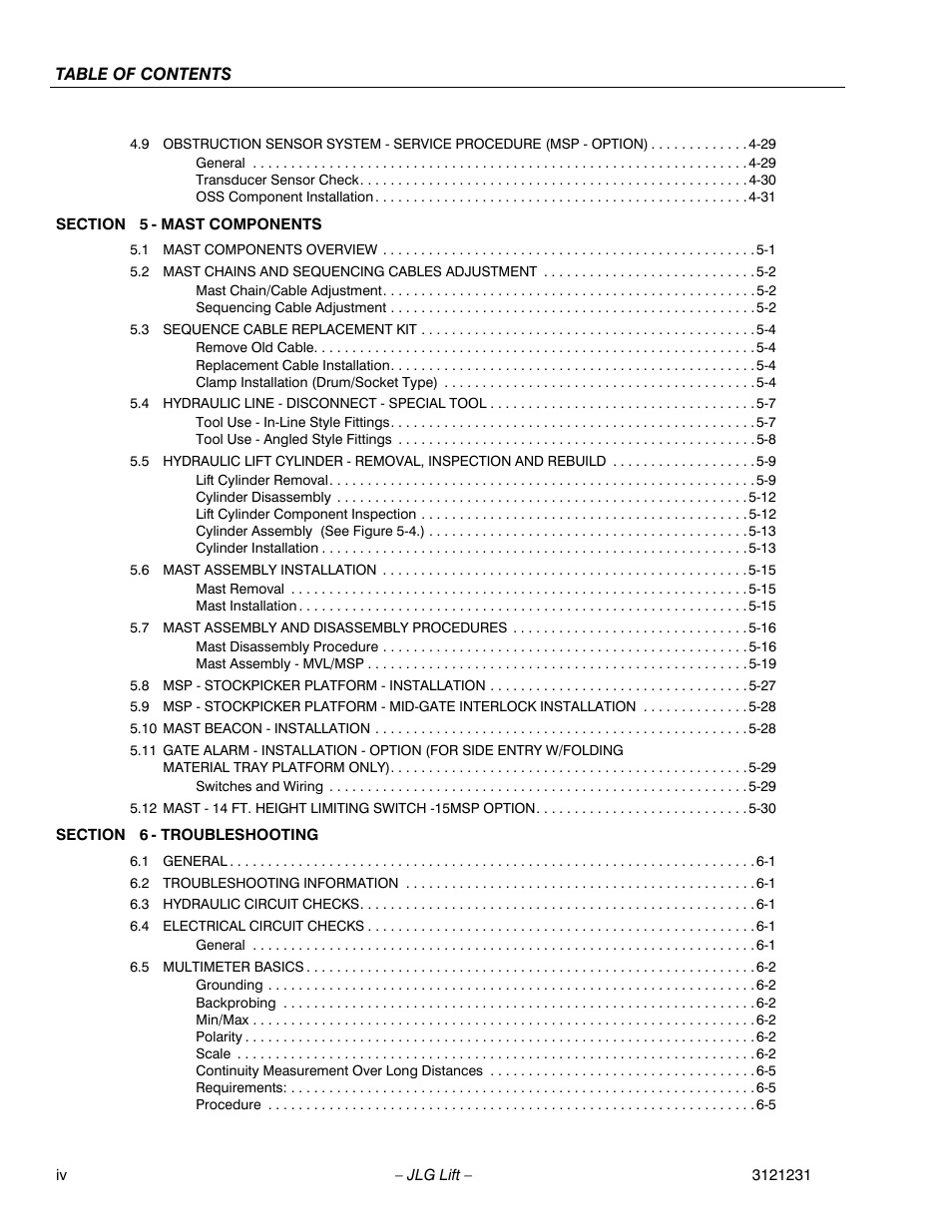JLG 15/20MSP Service Manual User Manual | Page 8 / 174