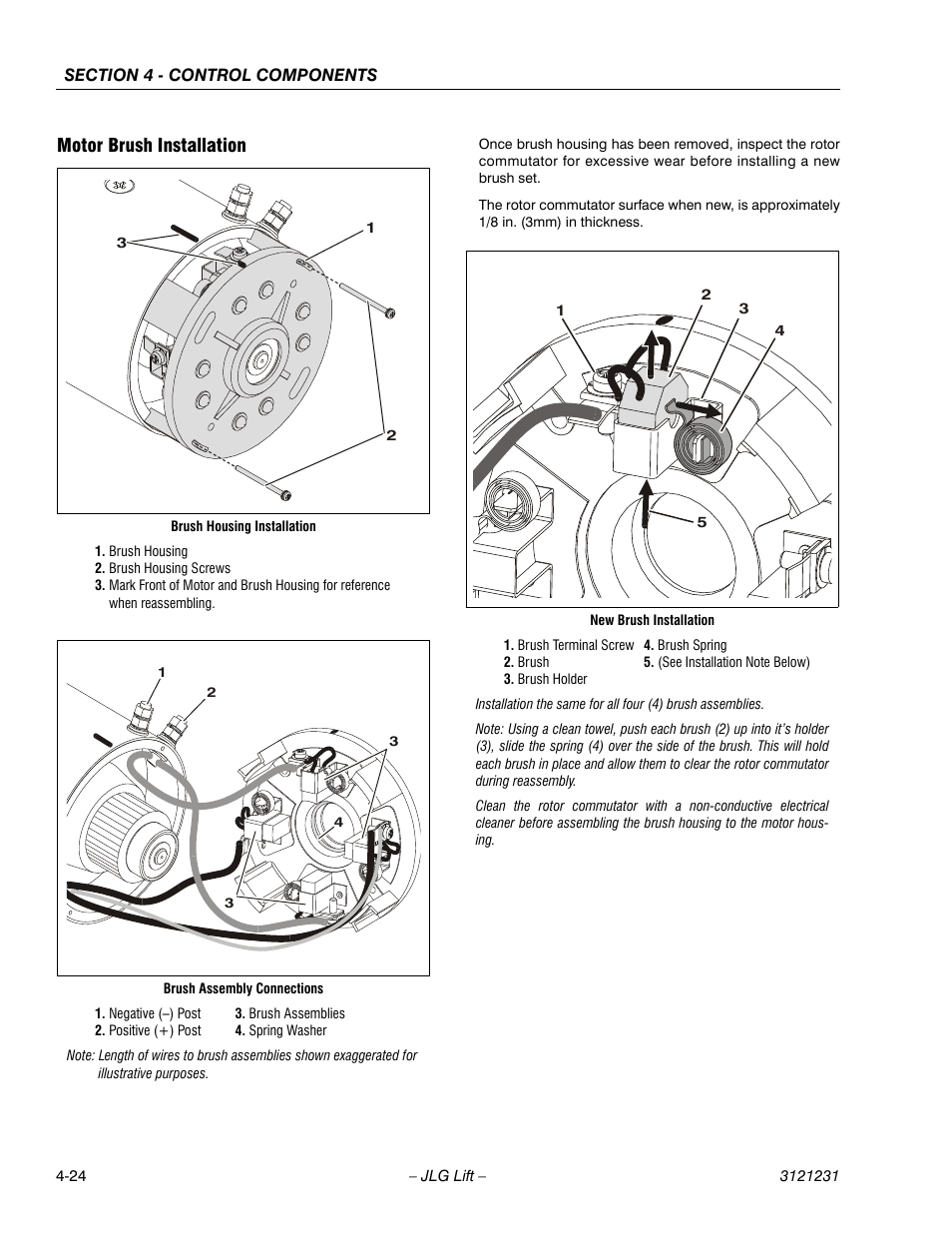 Motor brush installation, Motor brush installation -23 | JLG 15/20MSP Service Manual User Manual | Page 80 / 174