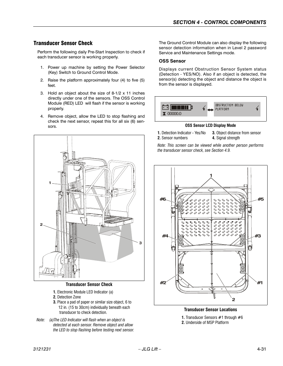 Transducer sensor check, Transducer sensor check -30 | JLG 15/20MSP Service Manual User Manual | Page 87 / 174