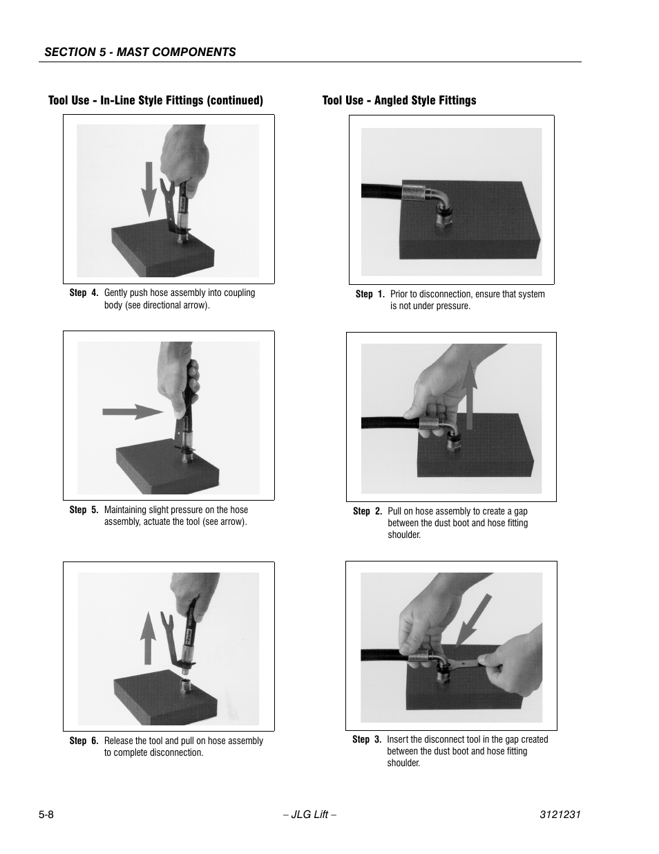 Tool use - angled style fittings, Tool use - angled style fittings -8 | JLG 15/20MSP Service Manual User Manual | Page 98 / 174