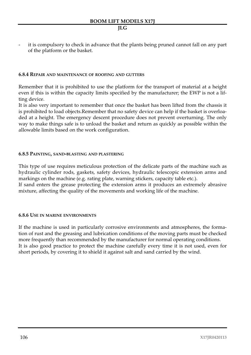 JLG X17J Operator Manual User Manual | Page 110 / 172