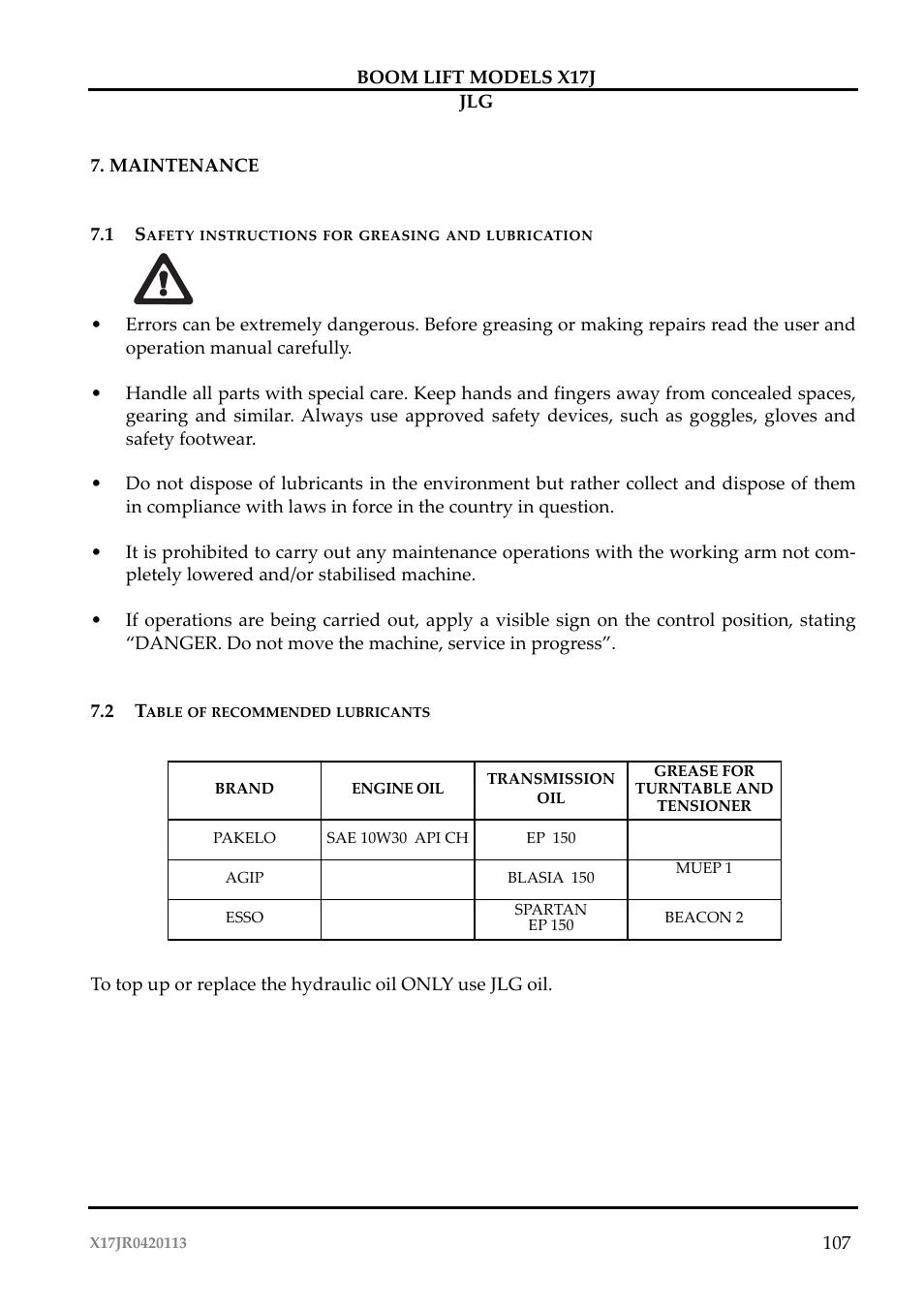 JLG X17J Operator Manual User Manual | Page 111 / 172