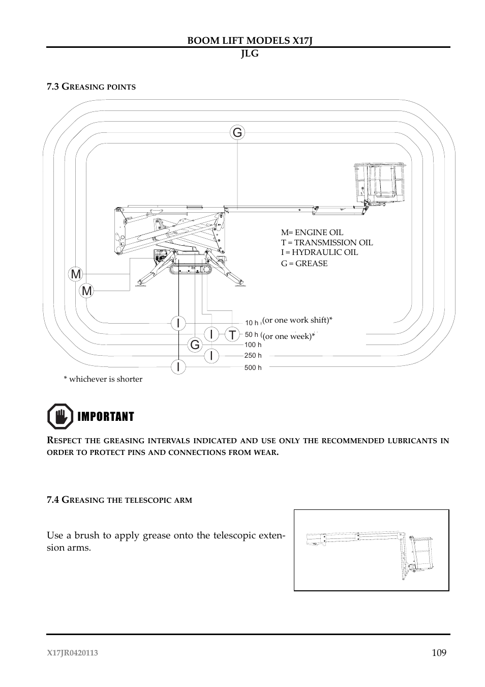 Important | JLG X17J Operator Manual User Manual | Page 113 / 172